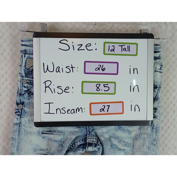 Salvage Chaos Boot Regular Fit Boys 12 Tall Destructed Denim Jeans - Picture 7 of 15